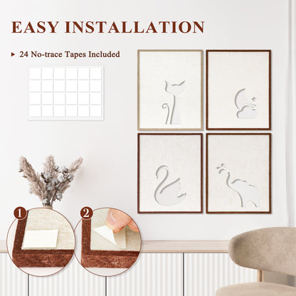 4 Pack Felt Fabric Art Crafts 11" x 14" Decorative Bulletin Board Photo Frames Felt Tiles for Wall Home and Office Decoration