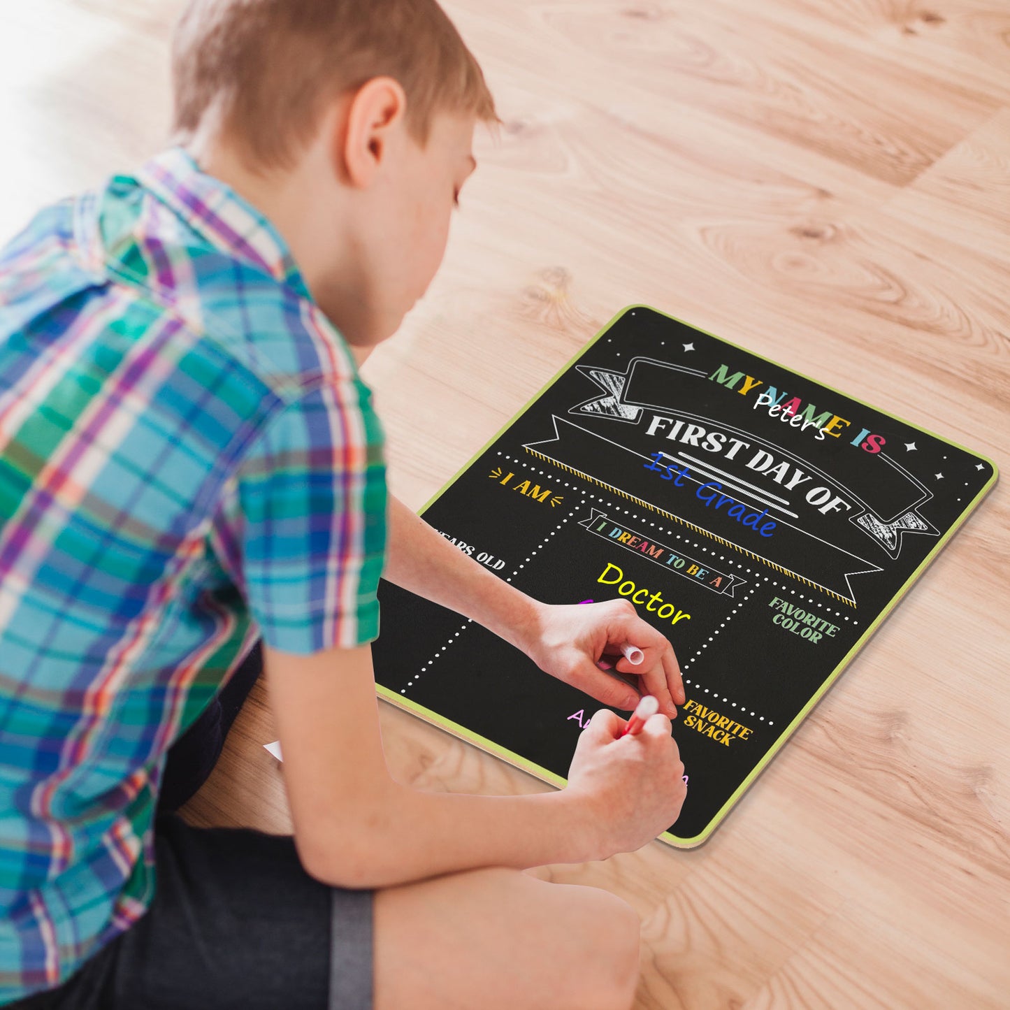 First and Last Day Chalkboard Signs, 14”x11” Double-Sided Reusable And Erasable Chalkboard