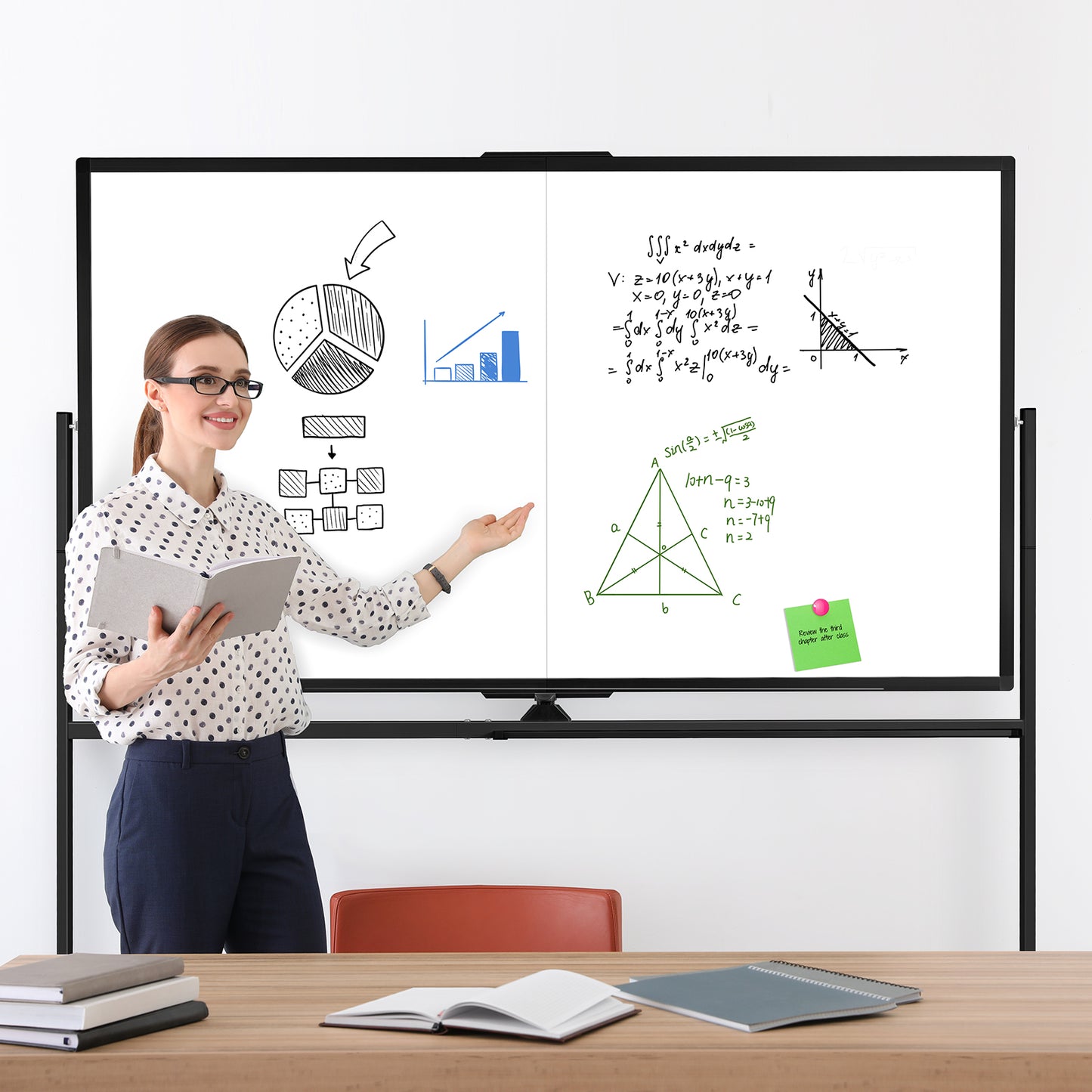 Rolling Whiteboard on Wheels 72"x40" Double-Sided Dry Erase Board with Stand Big White Board with Stand Portable Magnetic Mobile White Board, Black
