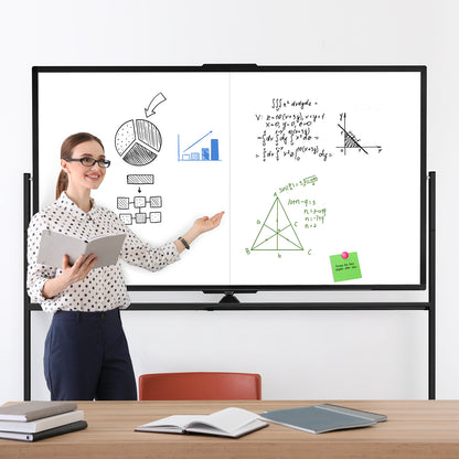 Rolling Whiteboard on Wheels 72"x40" Double-Sided Dry Erase Board with Stand Big White Board with Stand Portable Magnetic Mobile White Board, Black