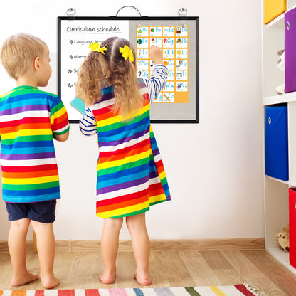 Dry Erase Board Bulletin Board Combo Vision Board, 12"x16" Combination Magnetic Whiteboard & Fabric Board