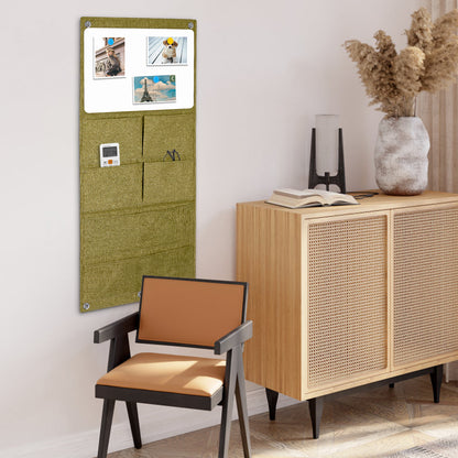 Wall Hanging Organizer Canvas with Whiteboards, Small Dry Erase White Board Wall Hanging Basket with Pockets