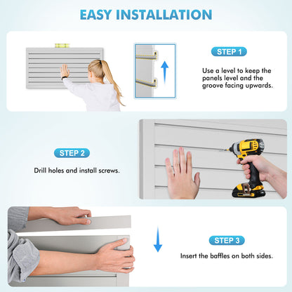 Slatwall Panels 4 ft x 2 ft Horizontal PVC Slatwall Easy Organizer Panels