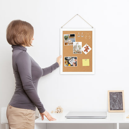 Cork Board Bulletin Board 16x12 Inches Wooden Frame Pin Board