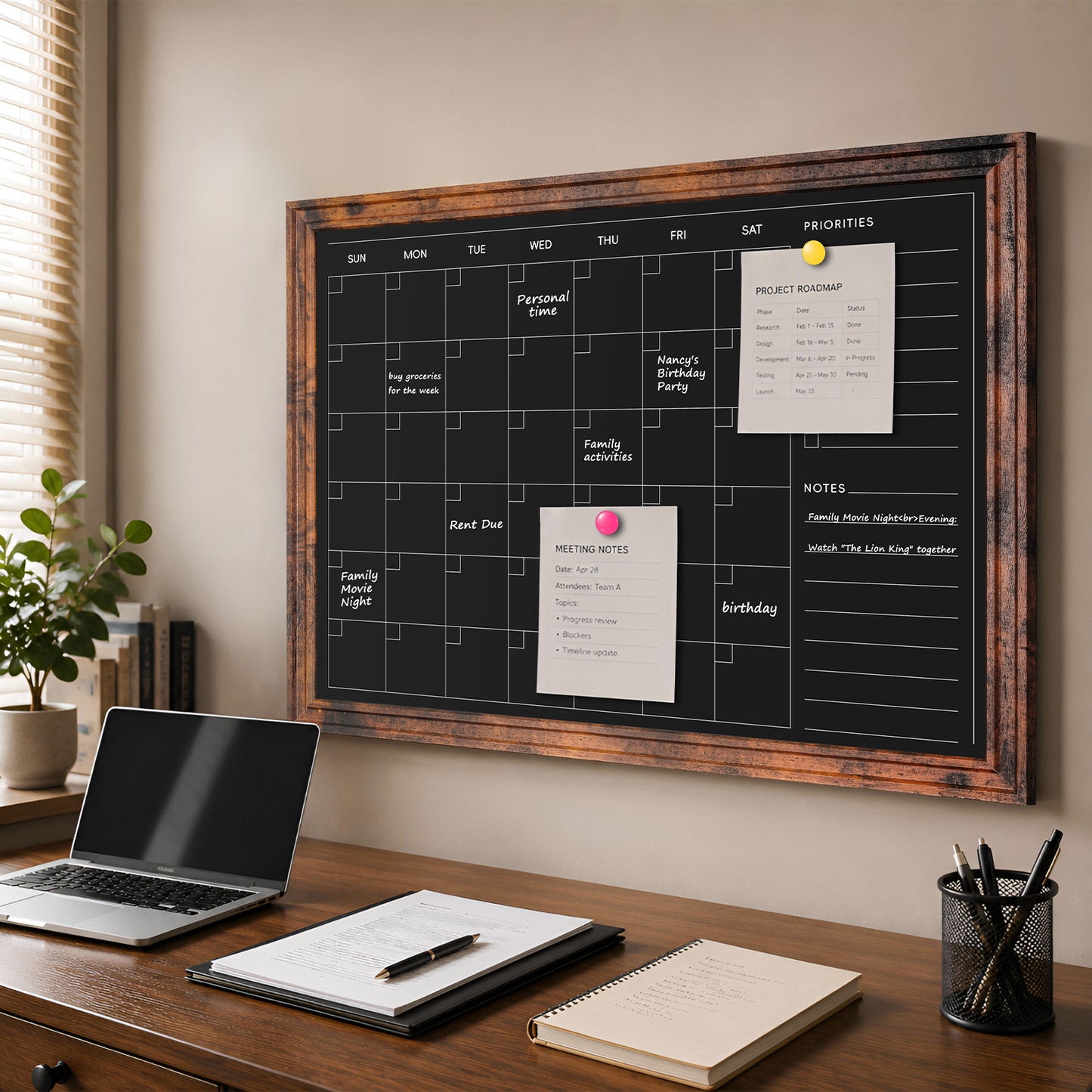 Chalk Board 24" x 18", 36" x 24"Magnetic Calendar Chalkboard for Wall Hanging Chalkboards Sign Monthly Planner