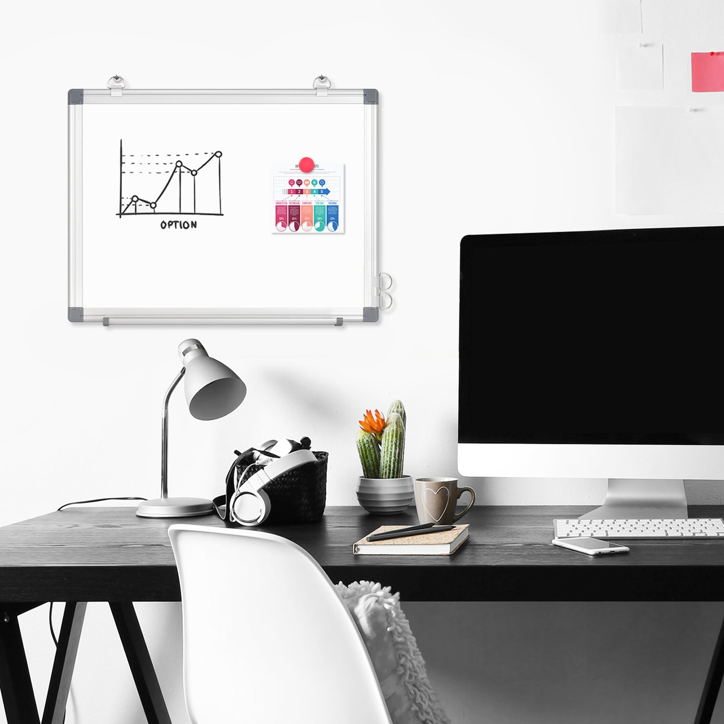 White Board 16" x 12" Magnetic Dry Erase Board for Wall & Desk