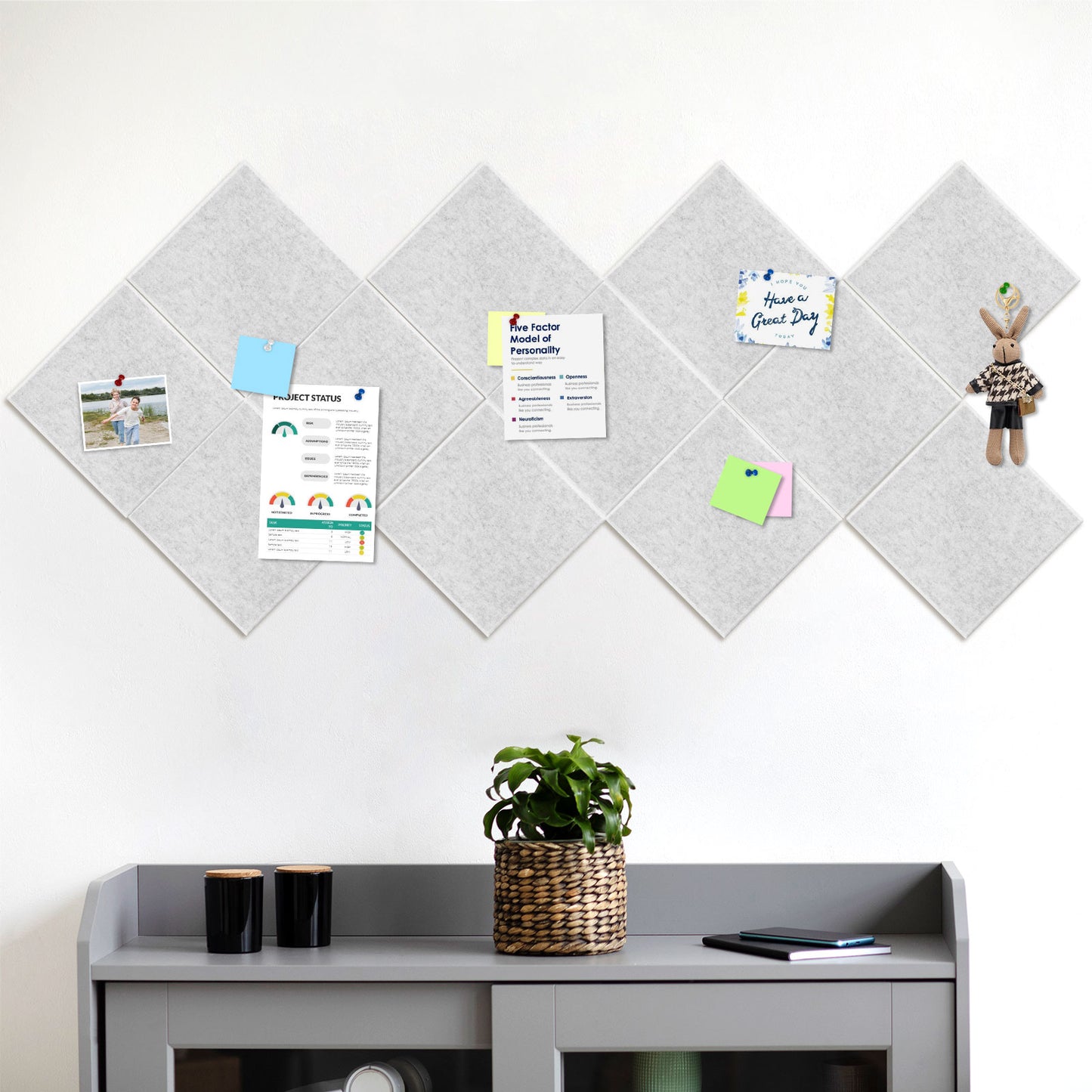 12 Packs Bulletin Board-Felt Board-felt Cork Board Felt Board Tiles for Wall