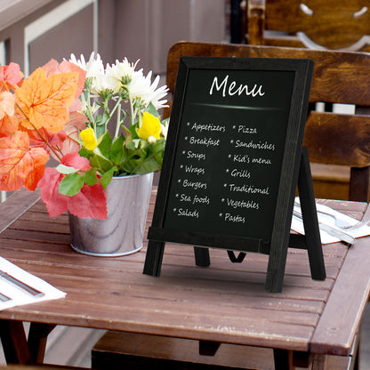 Small Tabletop Chalkboard Signs, 9.5" x 14" Magnetic Chalk Board with Stand Wood Frame-Black