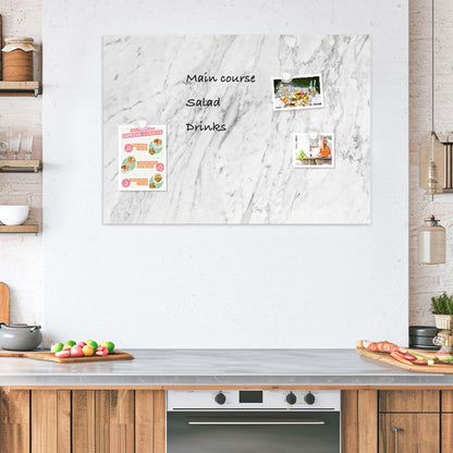 Magnetic Dry Erase Board Decorative White Board for Wall with White Marble Pattern Design