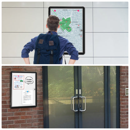 Tamperproof Lockable Magnetic Dry Erase Board 36"x24" Enclosed Notice Board, Black