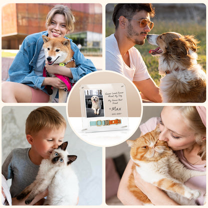Pet Memorial Gift Tabletop Acrylic Photo Frame 9"x9" Lost Pet Sympathy Gifts Personalized Dog Cat Plaque Photo Frame