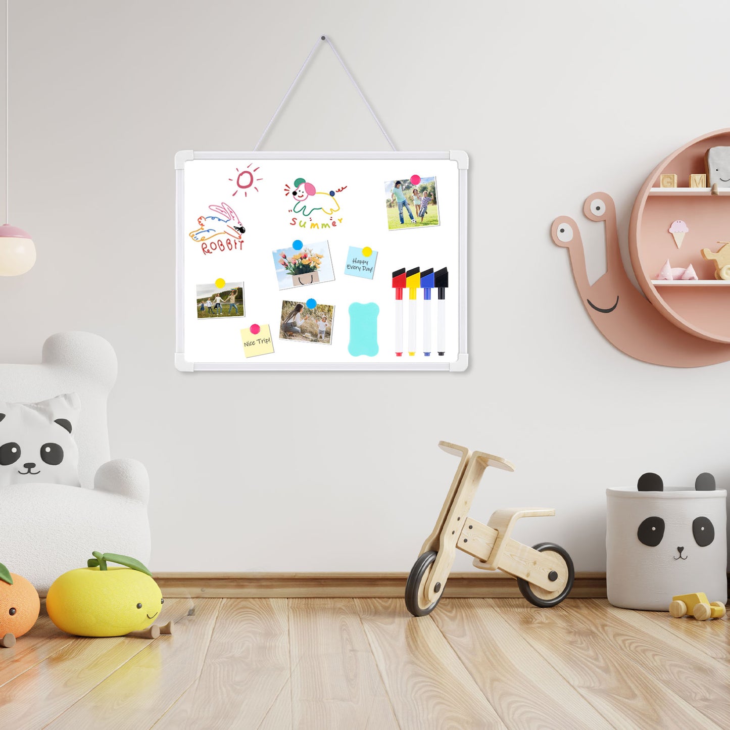 Magnetic White Board Dry Erase 16" x 12" Hanging Sign Portable Writing Dry Erase Whiteboard