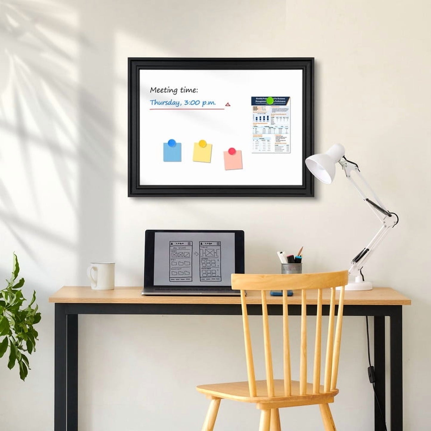 Magnetic Dry Erase Whiteboard for Wall Magnetic White Board with Real Black Wooden Frame