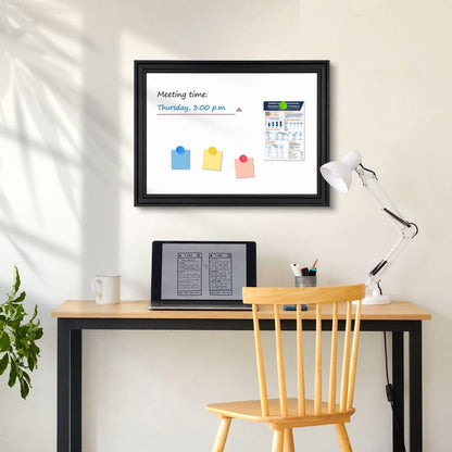 Magnetic Dry Erase Whiteboard for Wall Magnetic White Board with Real Black Wooden Frame
