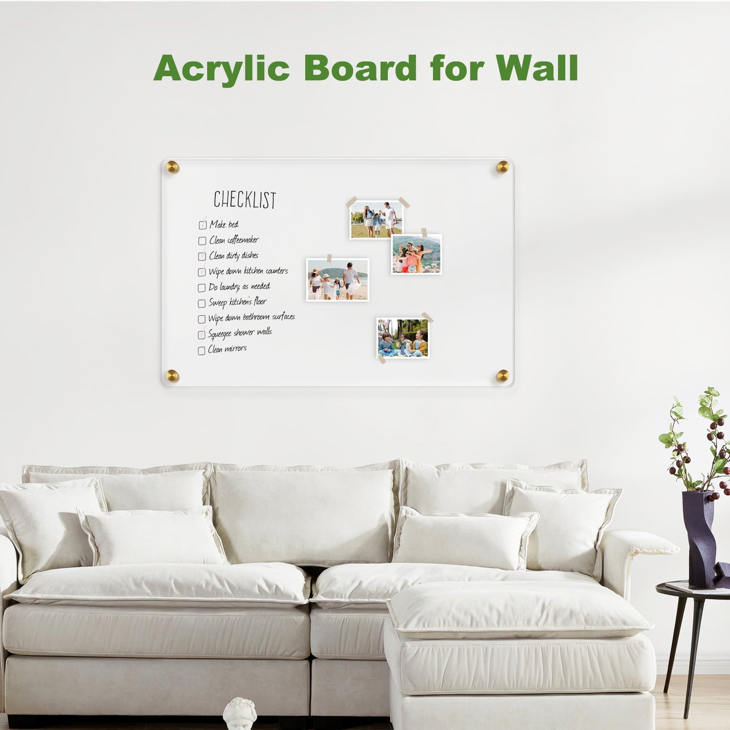Acrylic Dry Erase Board Clear White Board for Wall Acrylic Writing Board Non-Magnetic Floating Ultra-Thick Dry Erase Board