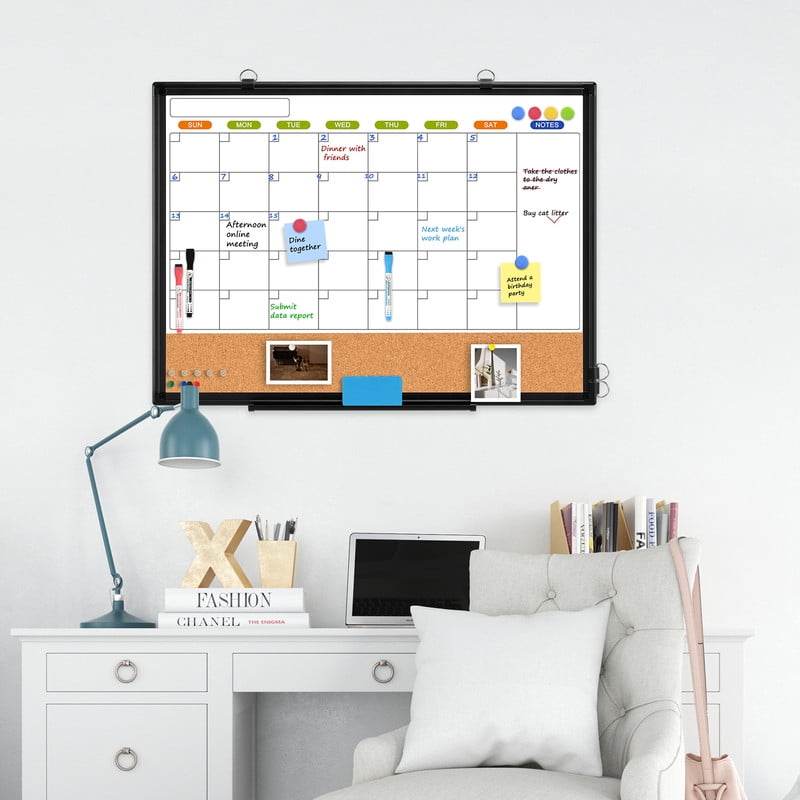 Monthly Dry Erase Calendar Whiteboard Calendar Cork Board Combo Calendar Bulletin Board