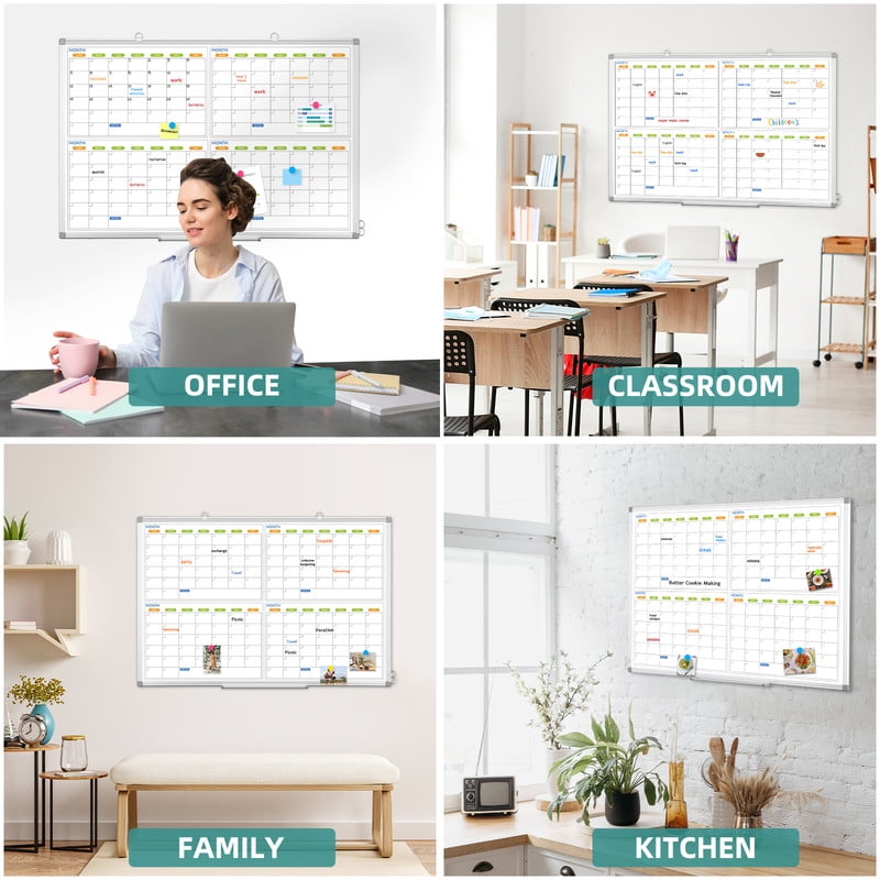White Board Calendar Dry Erase Wall Mount 4 Monthly Calendar Whiteboard 4 Month White Board Calendar Planner Schedule Board