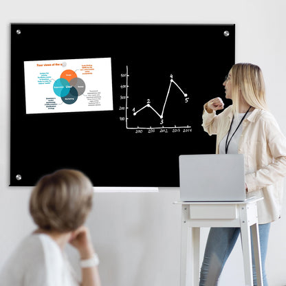 Black Glass Dry Erase Board Magnetic Glass Board Frameless Glass Blackboard Magnetic Dry Erase Glass Board