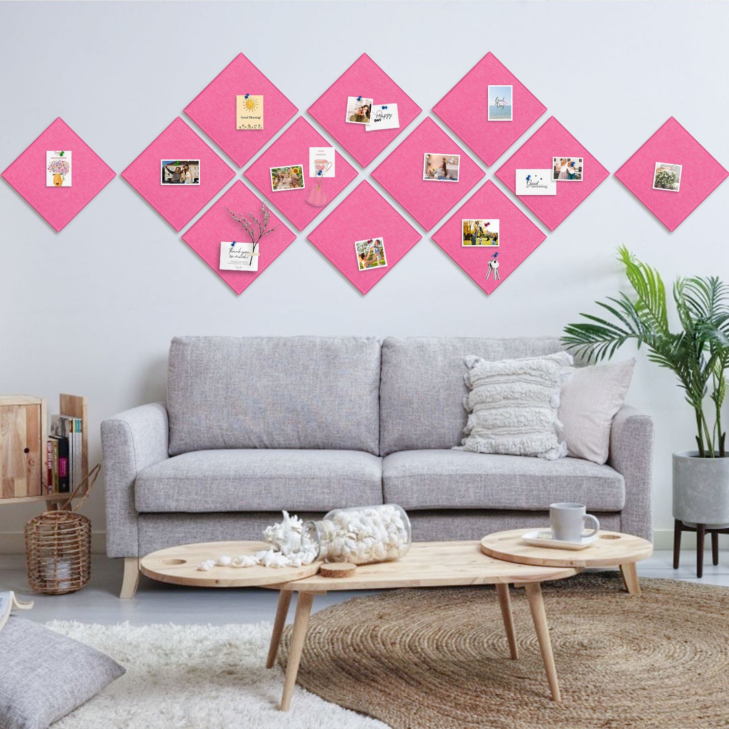 12 Packs Pink Felt Board Large Cork Bulletin Board Cork Board Wall Tiles