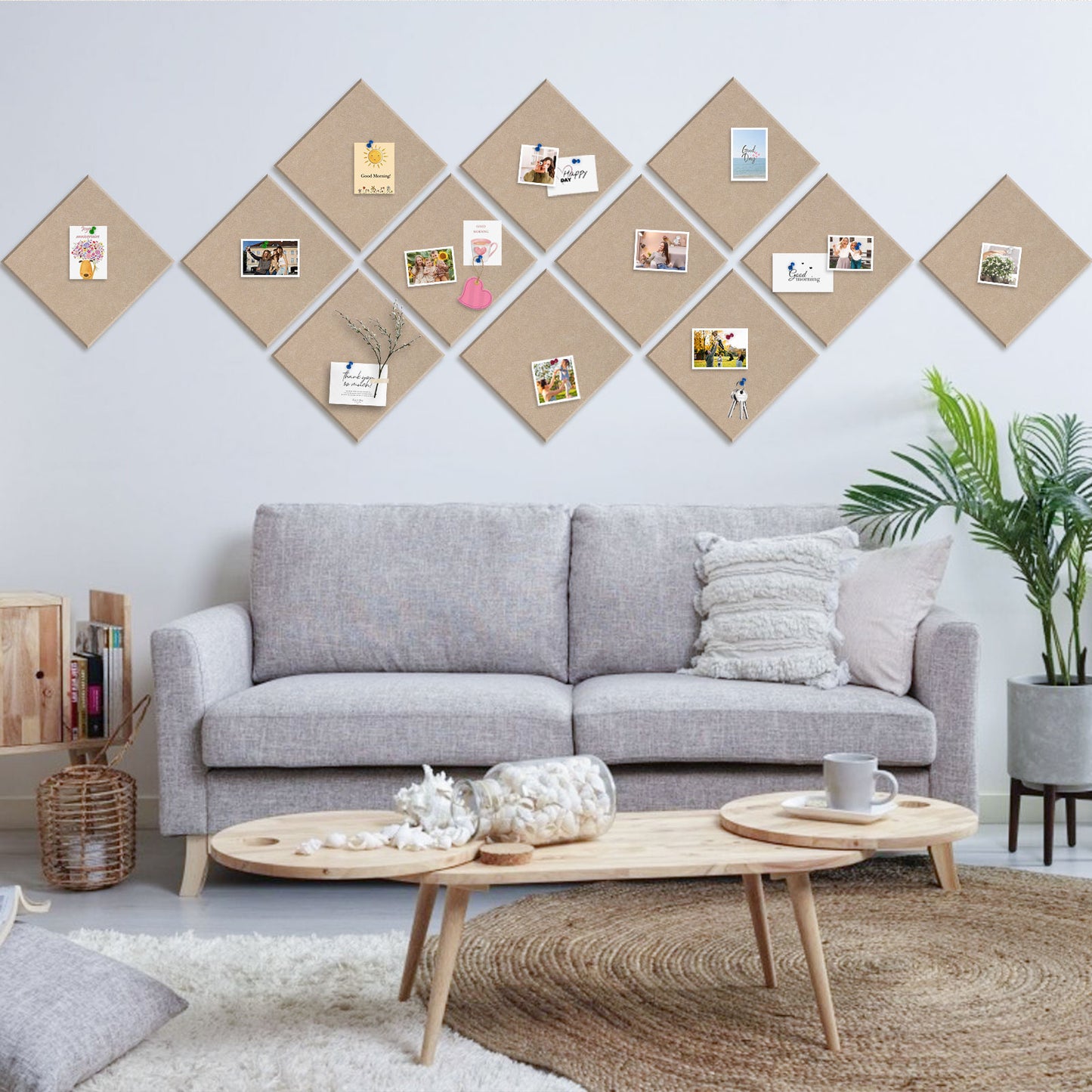 Bulletin Felt Board Pin Board 12 Pack Large Cork Board for Wall Felt Wall Tiles