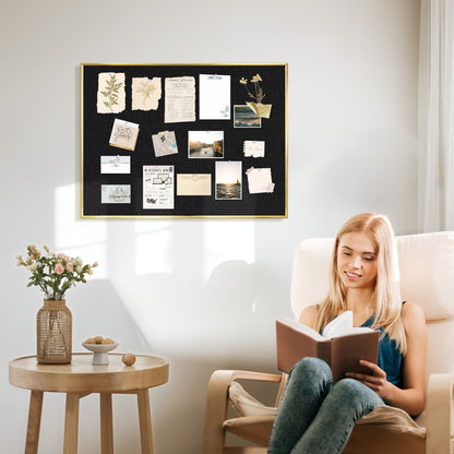Bulletin Board with Linen Cork Board for Wall Poster Board, Black