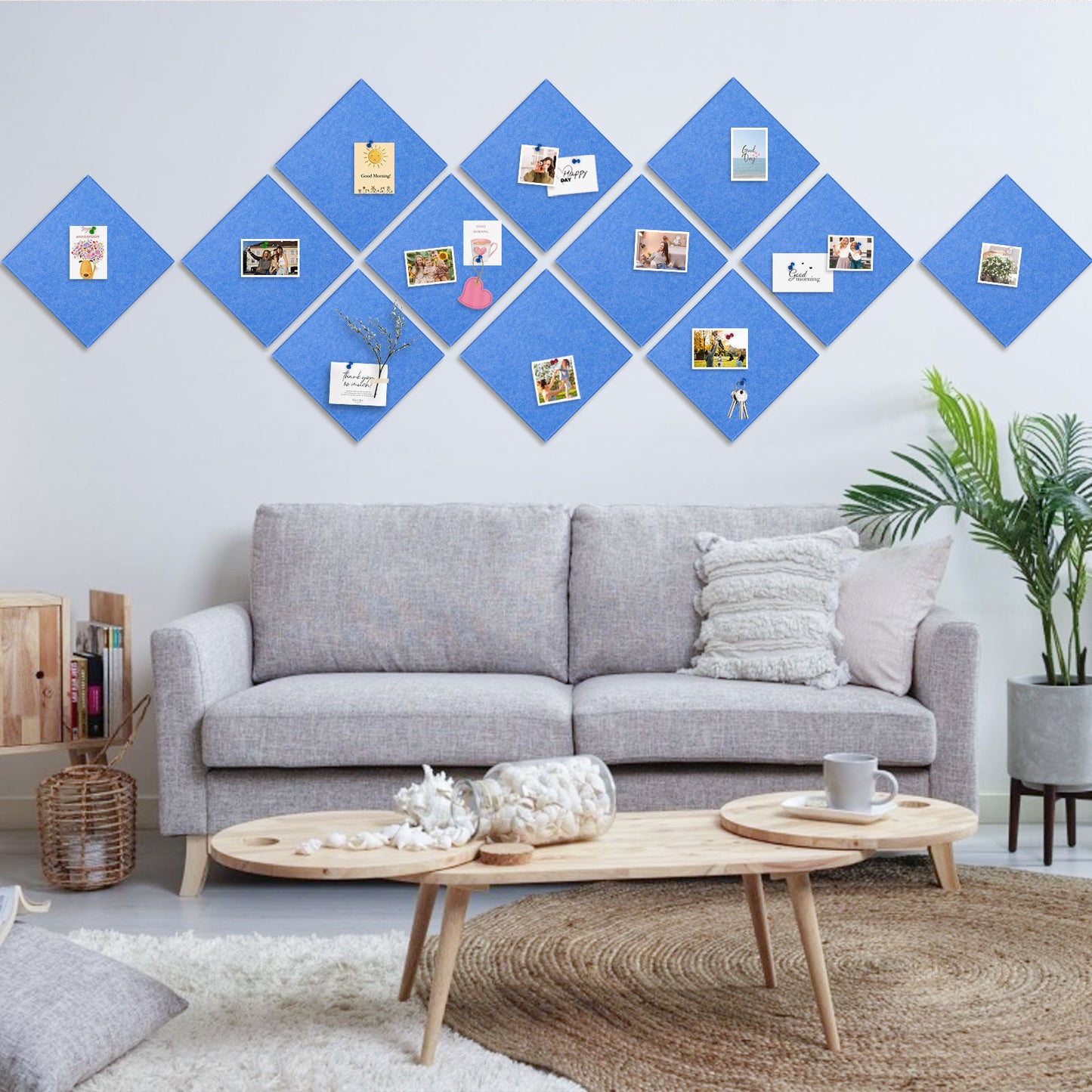 12 Packs Blue Felt Board Large Cork Bulletin Board Cork Board Wall Tiles