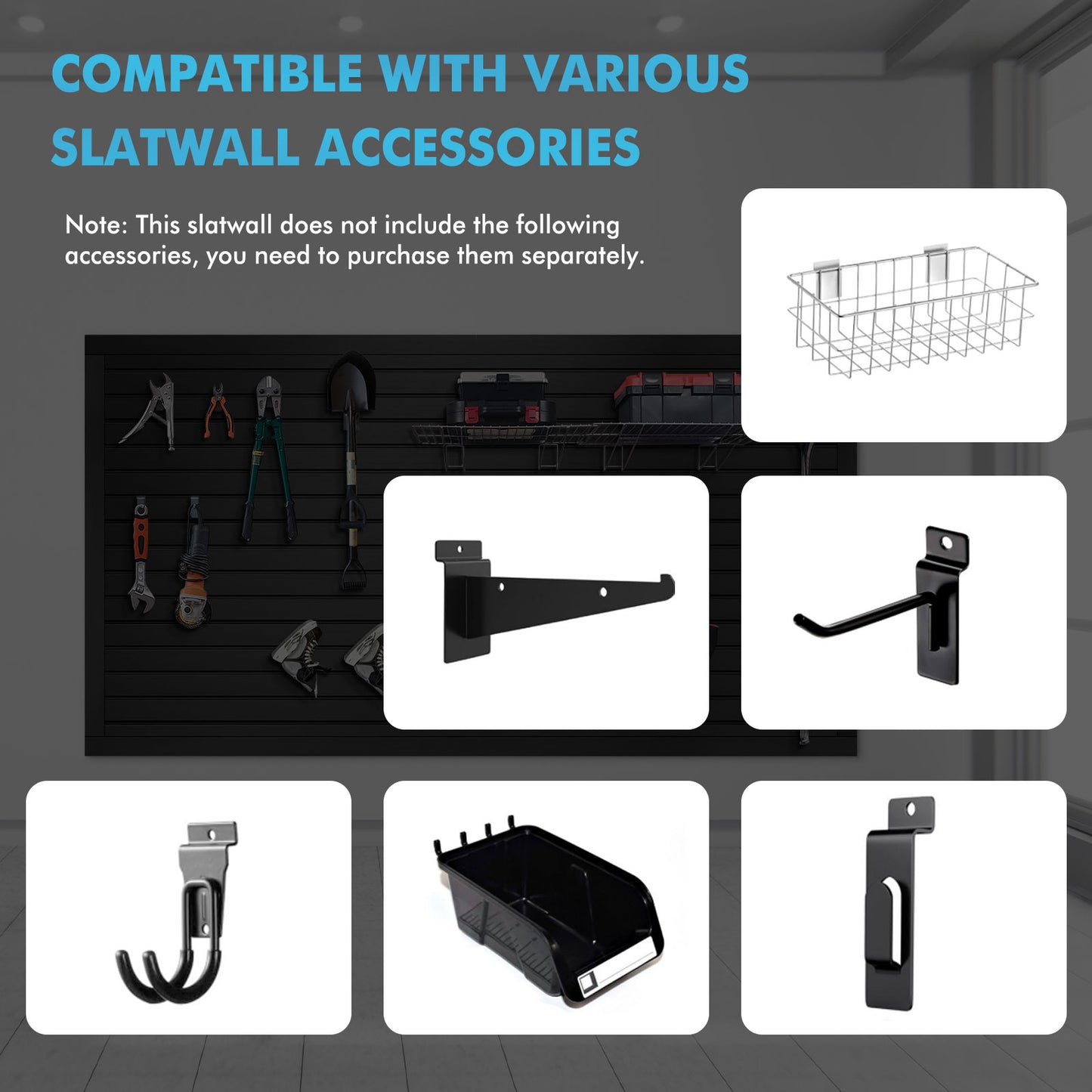 8 ft x 4ft Garage Storage PVC Slatwall Panels 8 sqft Wall Panels Garage Wall Organizer Storage System