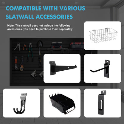 8 ft x 4ft Garage Storage PVC Slatwall Panels 8 sqft Wall Panels Garage Wall Organizer Storage System