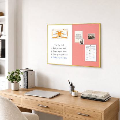 Linen Bulletin Board Whiteboard Combo 24"X18" Dry Erase Cork Board Combo Whiteboard