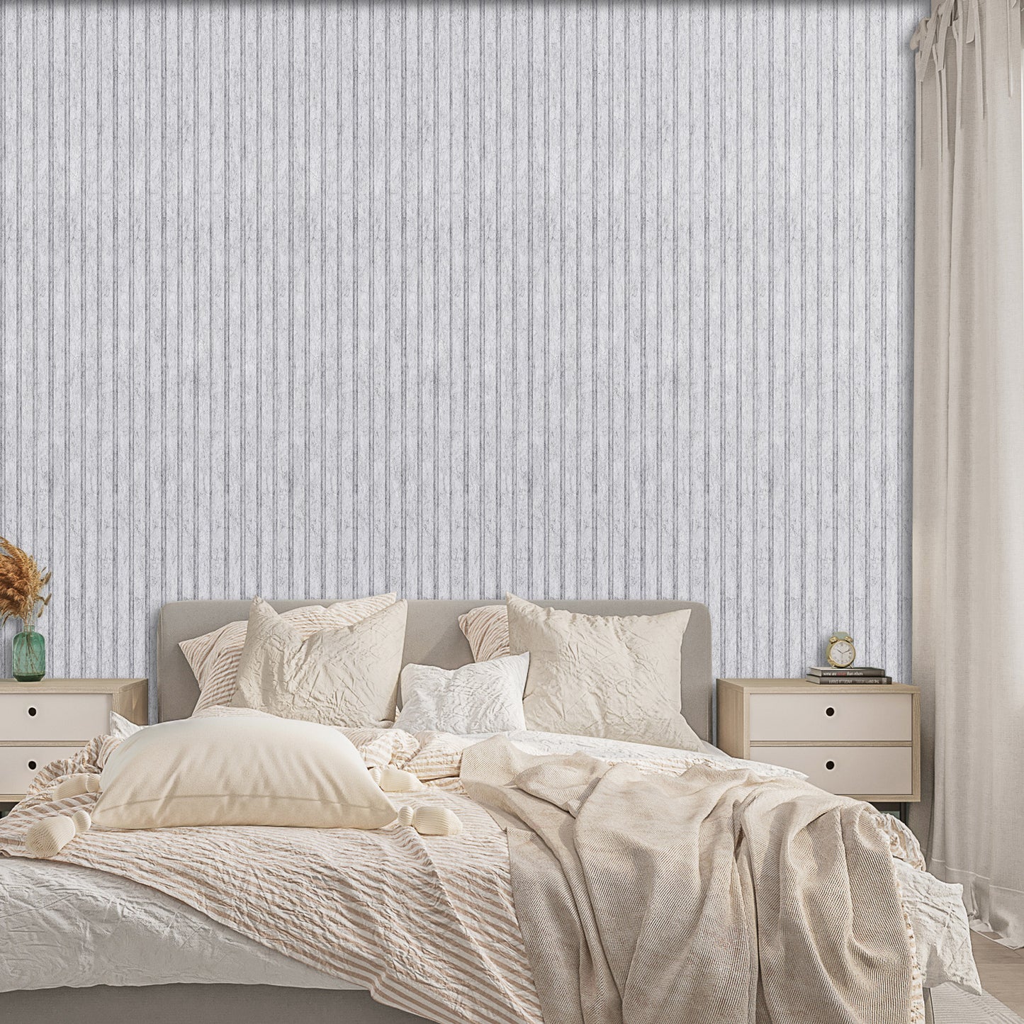 Slat Acoustic Panels Acoustic Panels, Decorative Sound Proof Felt Panels, Slat Wall Panels for Wall Decor Sound Absorbing Panel, Grey