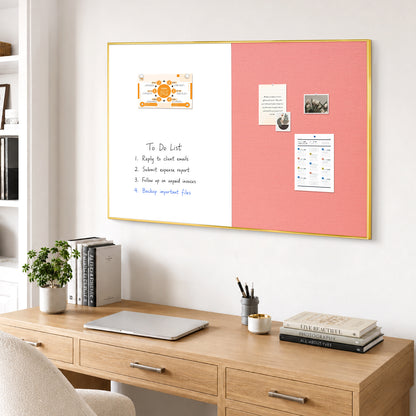 Linen Bulletin Board Whiteboard Combo 24"X18" Dry Erase Cork Board Combo Whiteboard