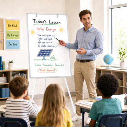 Whiteboard Easel with Stand 36" x 24" Height Adjustable Tripod Stand Portable Magnetic Dry Erase White Board, Sliver