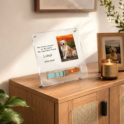 Pet Memorial Gift Tabletop Acrylic Photo Frame 9"x9" Lost Pet Sympathy Gifts Personalized Dog Cat Plaque Photo Frame