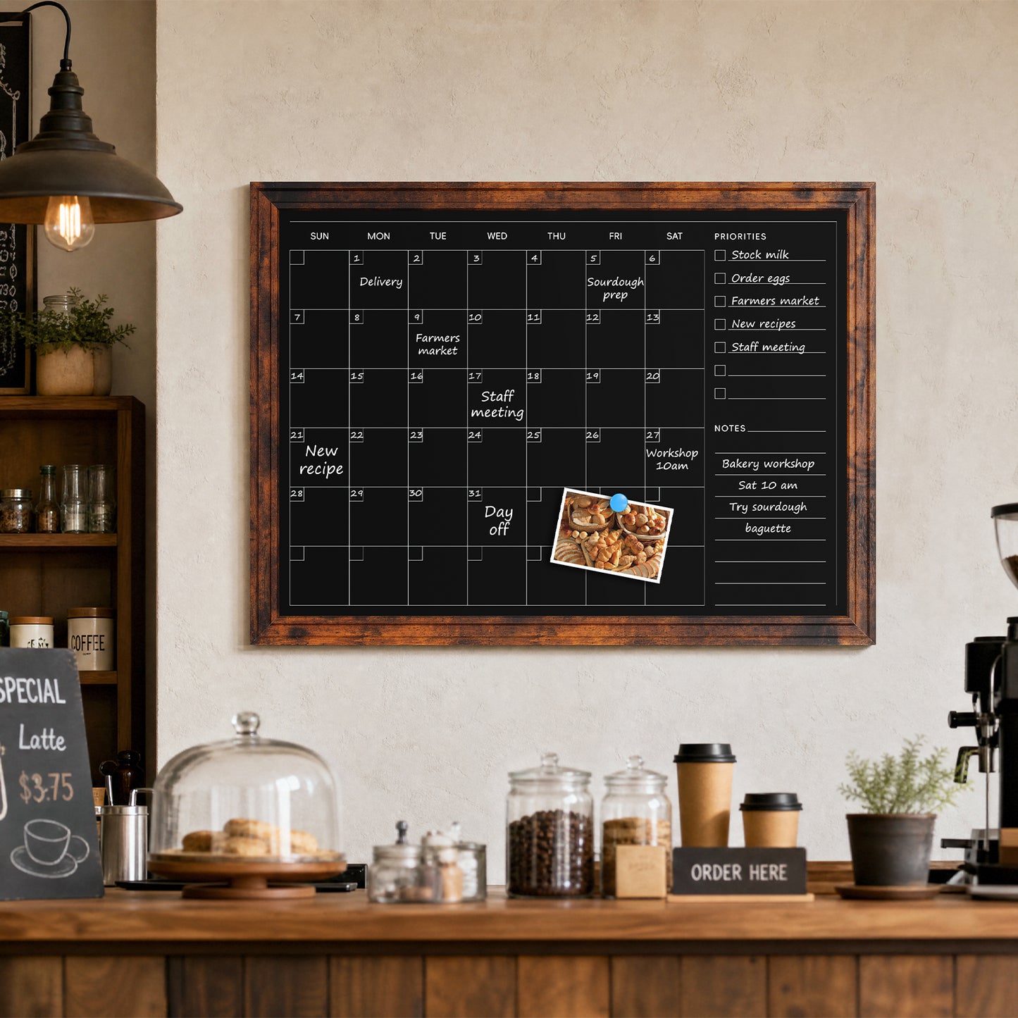 Chalk Board 24" x 18", 36" x 24"Magnetic Calendar Chalkboard for Wall Hanging Chalkboards Sign Monthly Planner