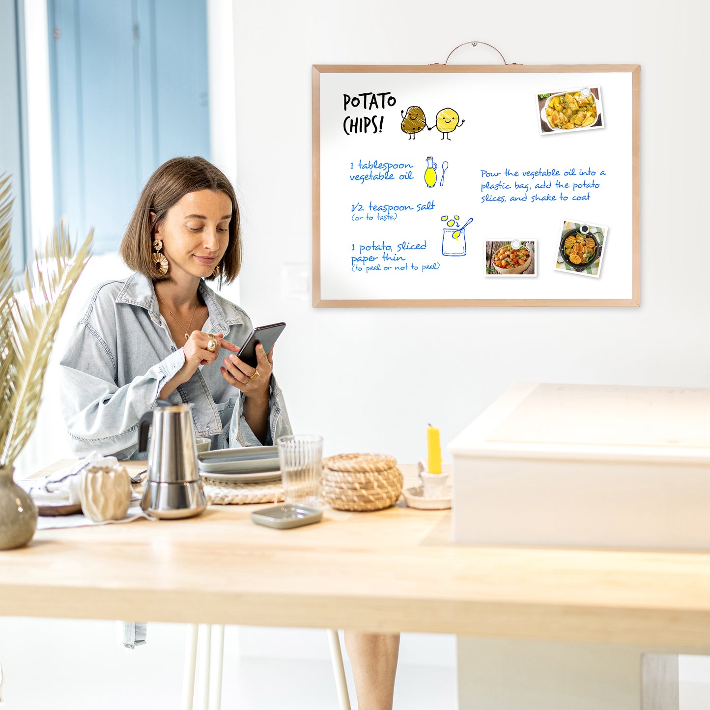 Magnetic Monthly Calendar Whiteboard, 16'' x 12'' Double Sided Dry Erase Calendar for Wall Office Home, Small Portable White Board Calendar