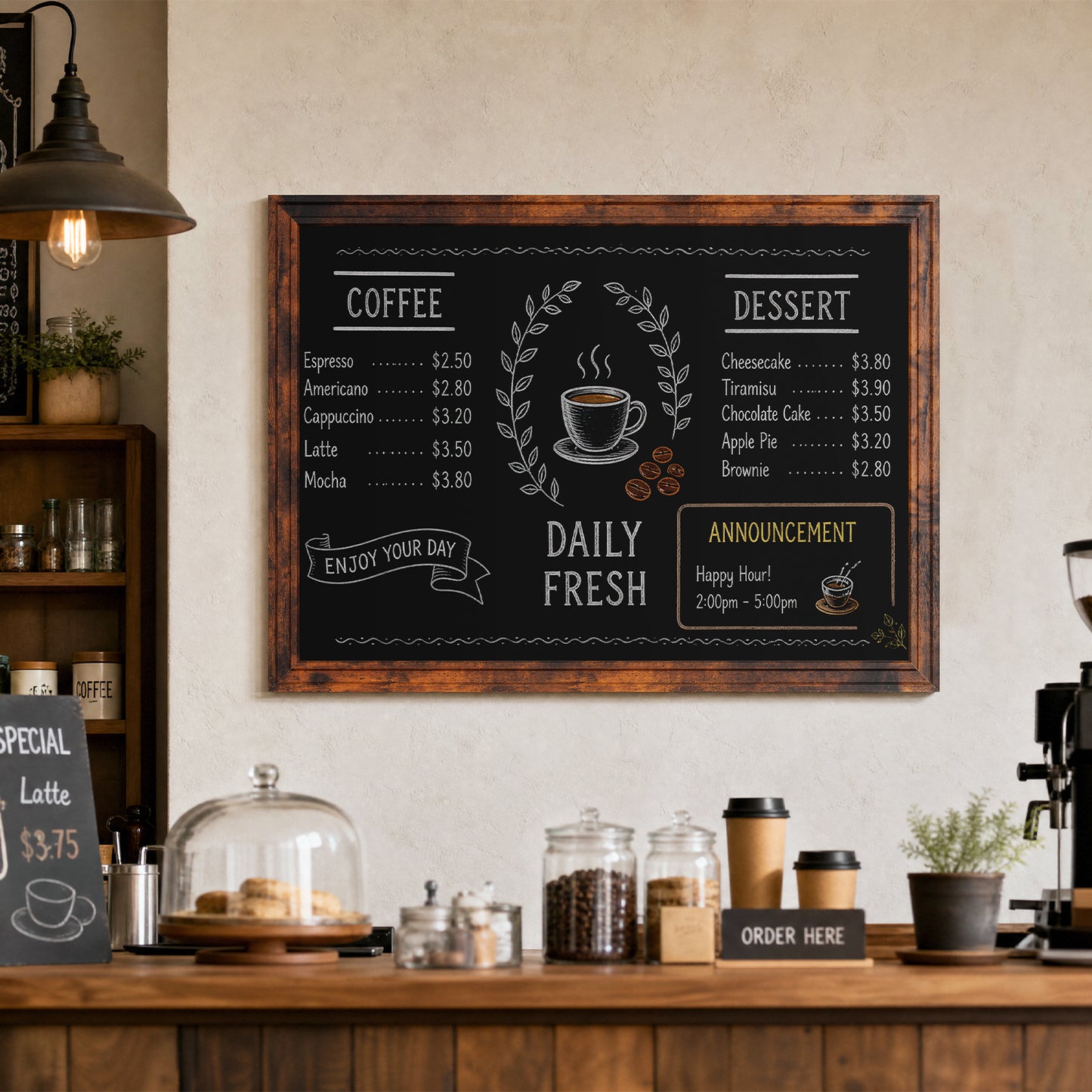 Magnetic Chalkboard 24"x18", 36"x24" Large Blackboard, Hanging Chalk Board for Wall Rustic Blackboard Hanging Chalkboards