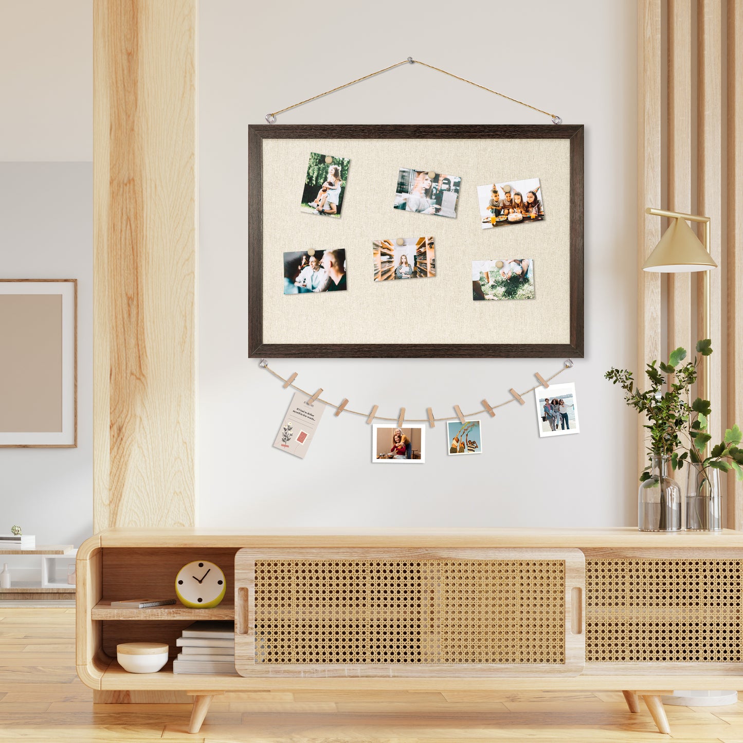 Bulletin Board Beige Cork Board with Linen, 18"x 24" Double Sided Corkboard Bulletin Board