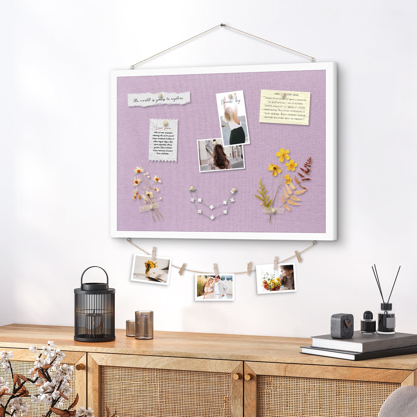Linen Bulletin Board Poster Board 24x18 Inches Purple Linen Cork Board for Wall