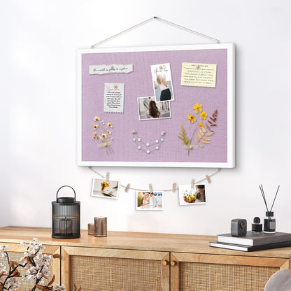 Linen Bulletin Board Poster Board 24x18 Inches Purple Linen Cork Board for Wall