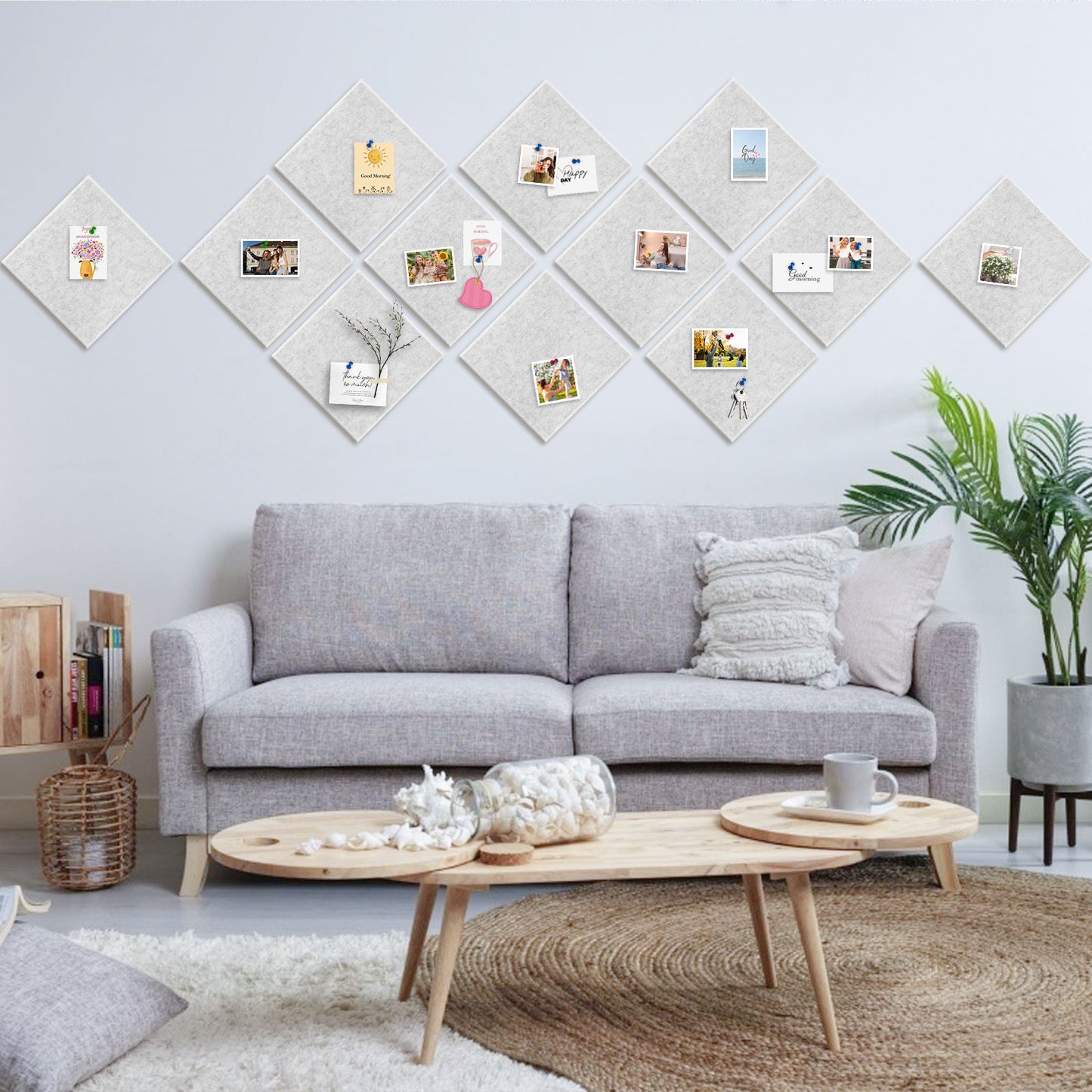 12 Packs Bulletin Board-Felt Board-felt Cork Board Felt Board Tiles for Wall