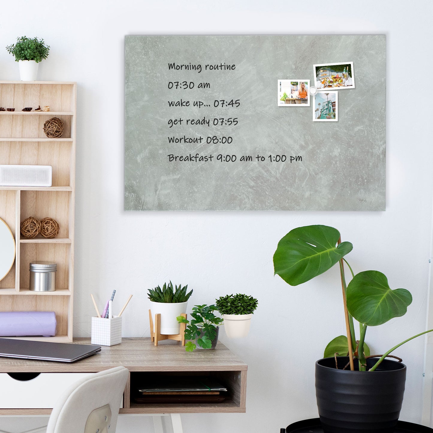 Frameless Magnetic Whiteboard Dry Erase White Board Decorative White Board for Wall with Concrete Pattern