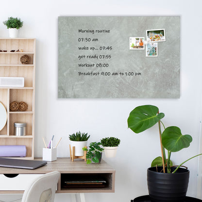 Frameless Magnetic Whiteboard Dry Erase White Board Decorative White Board for Wall with Concrete Pattern