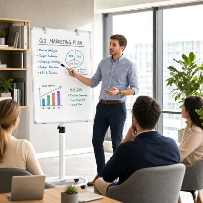 Mobile Whiteboard 36 x 24 inches Portable Magnetic Dry Erase Board, Height Adjustable 3' x 2' Standing Easel White Board