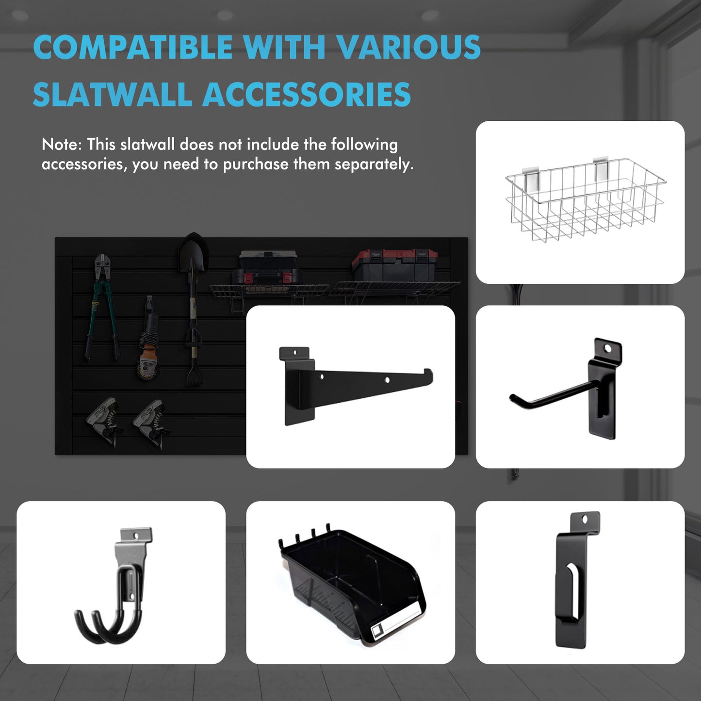 4 ft x 2ft Garage Storage PVC Slatwall Panels 8 sqft Wall Panels Garage Wall Organizer Storage System