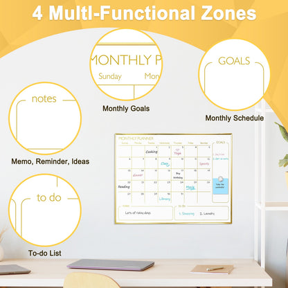 Monthly Calendar Whiteboard Magnetic Dry Erase Calendar White Board Calendar with Gold Frame