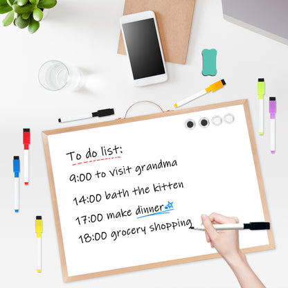 Dry Erase White Board for Wall, 12" x 16" Small Magnetic Portable Double-Sided Whiteboard