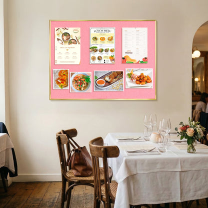 Bulletin Board with Linen Cork Board for Wall Poster Board, Pink