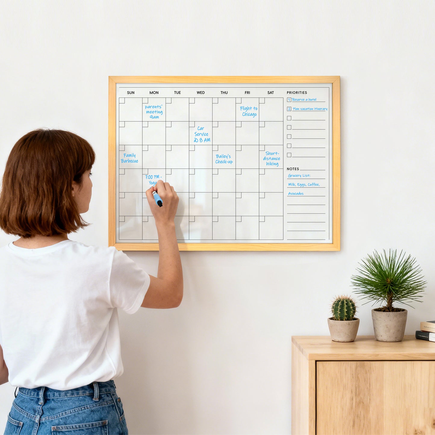 Acrylic Calendar for Wall Whiteboard, 24''x18'' Monthly Calendar Clear Dry Erase Board