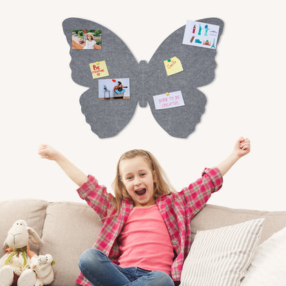 Felt Bulletin Board 2PCS Butterfly Stickers 3d Baby Wall Decor with 20 Push Pins, Latte & Grey