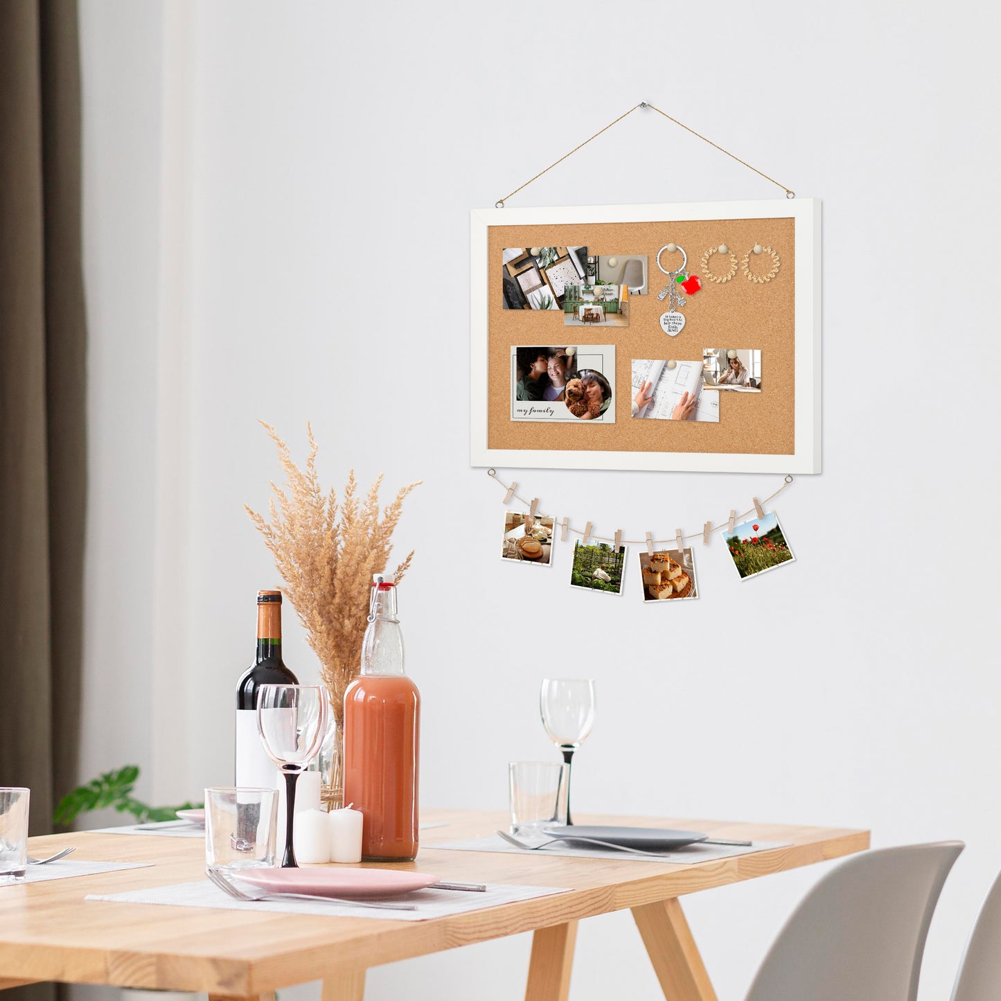 Cork Board Bulletin Board 16x12 Inches Wooden Frame Pin Board
